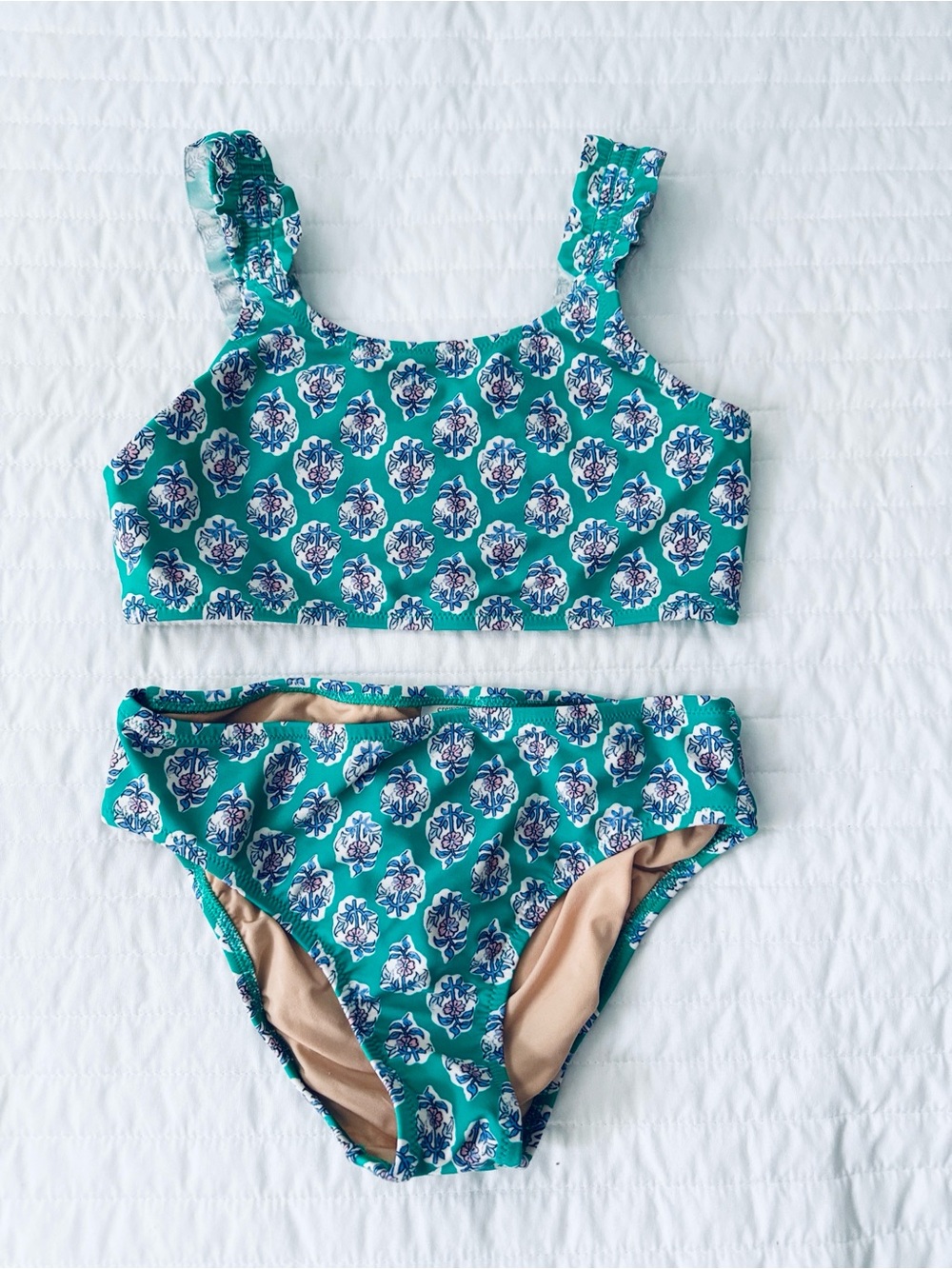 Crewcuts Green Floral Two-Piece Swimsuit